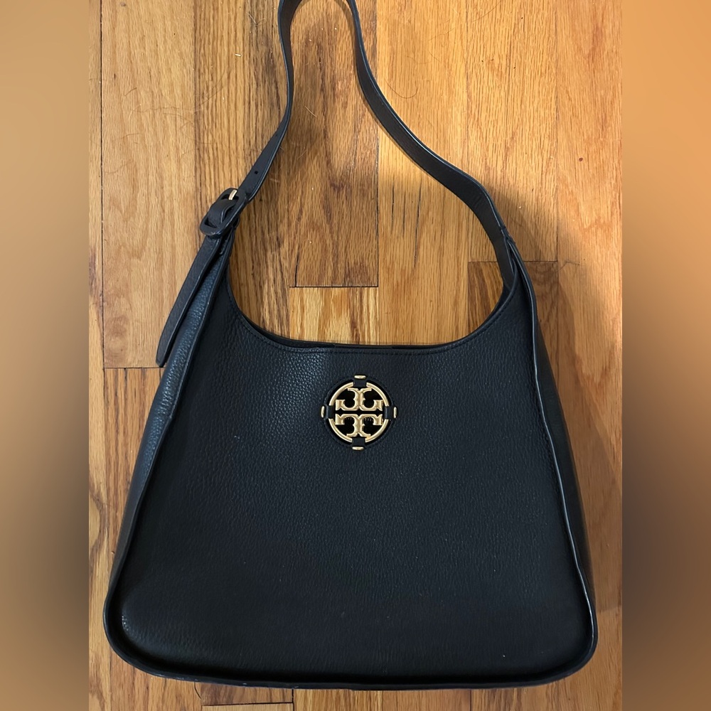 Tory Burch Black Shoulder Bag with Gold Emblem